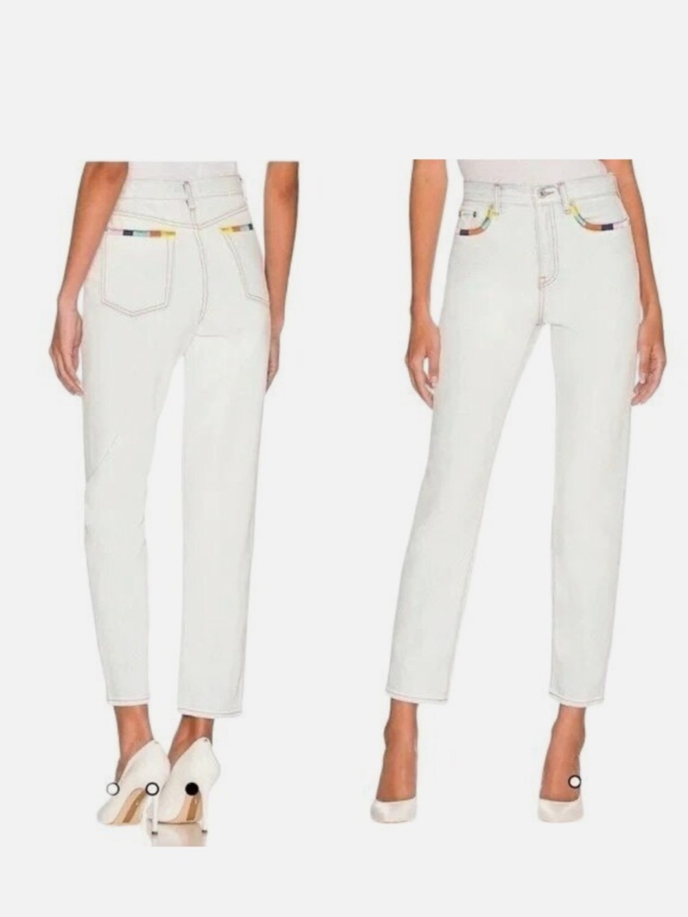 Something Navy Light Denim Pants with Contrast Embroidered Stitching Size 10 NWT